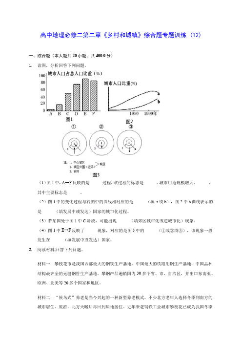 人教A版高中地理必修二第二章《乡村和城镇》综合题专题训练 (12)(含答案解析)