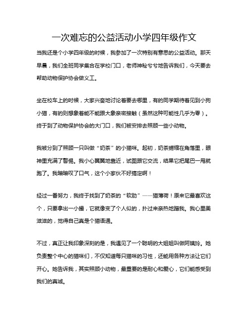 一次难忘的公益活动小学四年级作文