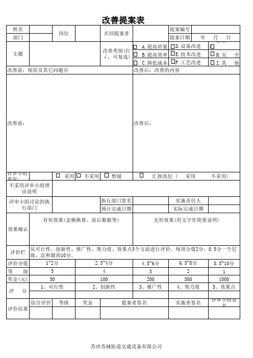 改善提案表