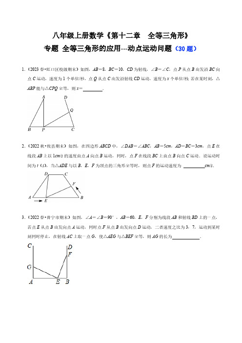 专题 全等三角形的应用---动点运动问题(30题)(原卷版)