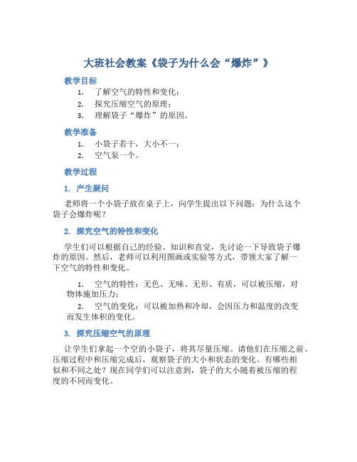 大班社会教案《袋子为什么会“爆炸”》