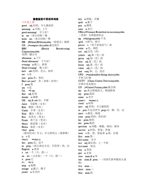 鲁教版初中英语单词表完整版