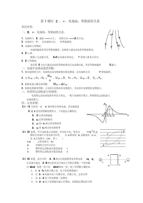 场强电场线电势等势面的关系