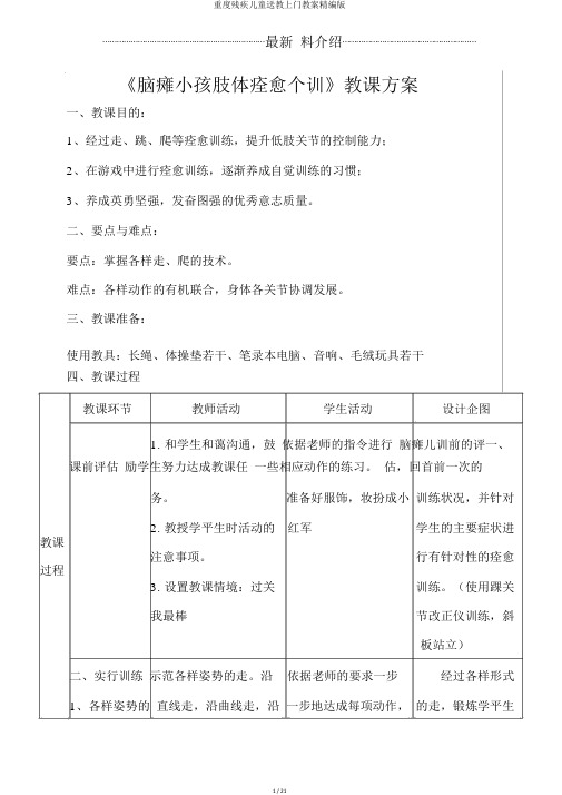 重度残疾儿童送教上门教案精编版