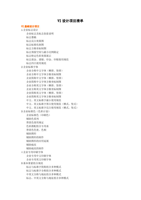 vi设计项目清单-全套