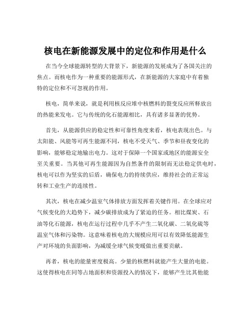 核电在新能源发展中的定位和作用是什么