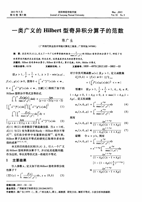 一类广义的Hilbert型奇异积分算子的范数