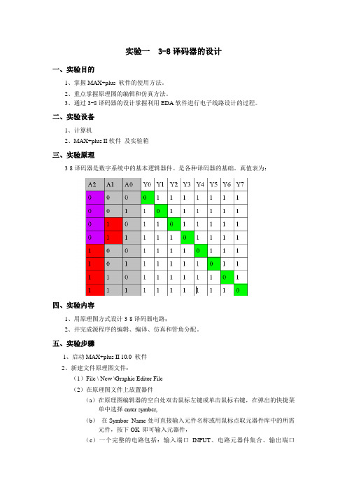 实验一 38译码器