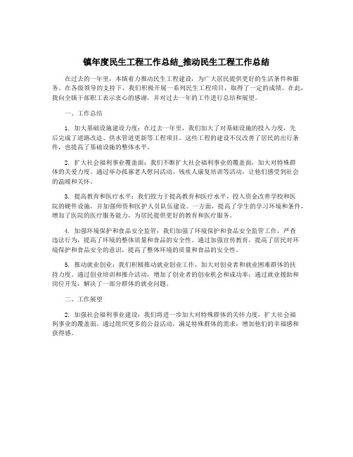 镇年度民生工程工作总结_推动民生工程工作总结