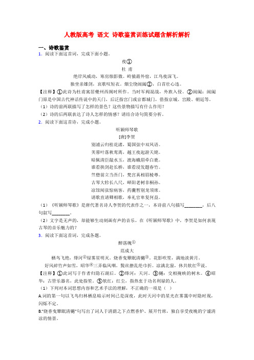 人教版高考 语文 诗歌鉴赏训练试题含解析解析