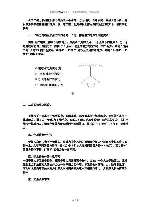 平衡力和相互作用力的区别