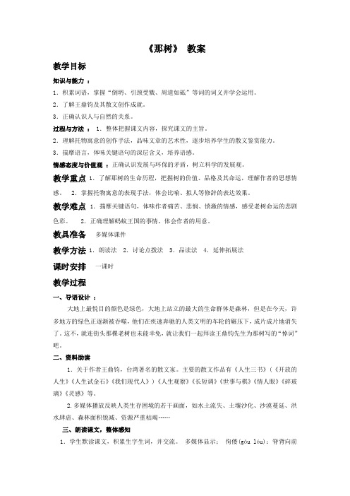 《那树》 教案3+优质公开课统编