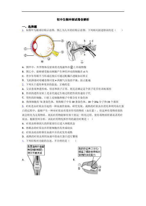 初中生物冲刺试卷含解析