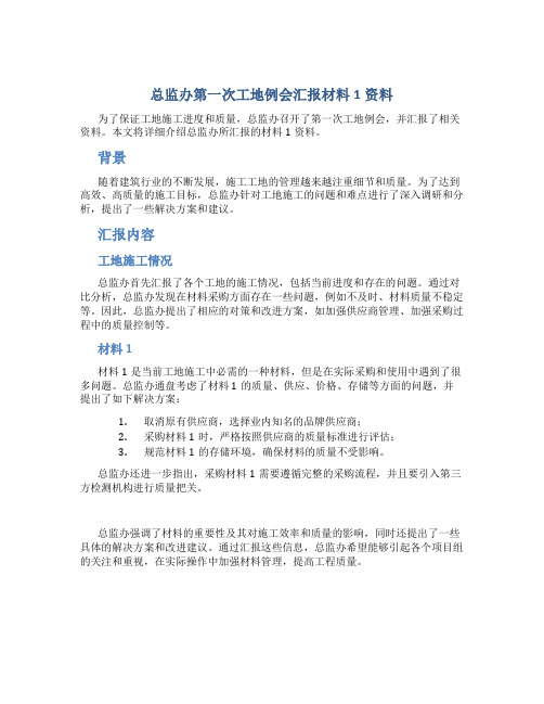 总监办第一次工地例会汇报材料1资料