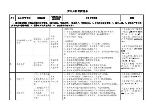 项目部安全风险管控清单