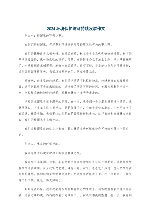 2024环境保护与可持续发展作文