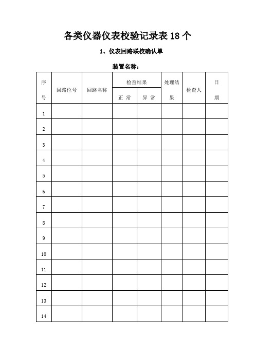 各类仪器仪表校验记录表18个