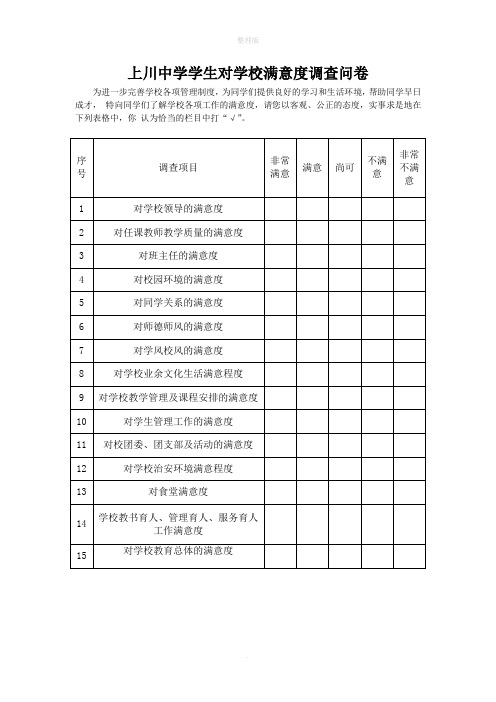 学生对学校满意度调查问卷