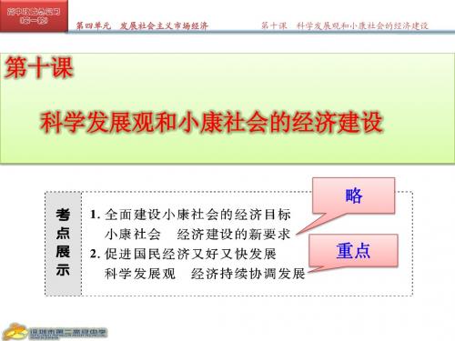 第十课  科学发展观和小康社会的经济建设(必修1第一轮复习)