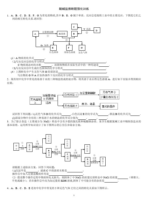 中考化学酸碱盐推断题强化训练