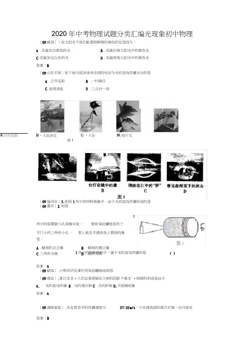 2020年中考物理试题分类汇编光现象初中物理