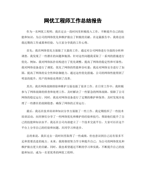 网优工程师工作总结报告