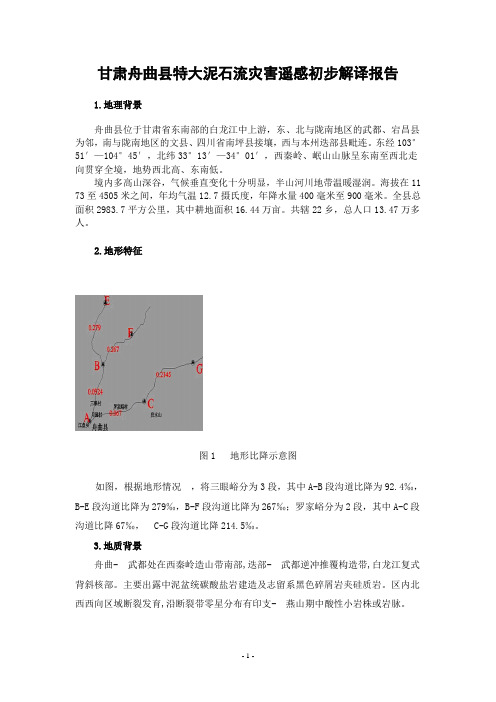 甘肃舟曲县特大泥石流灾害遥感初步解译报告