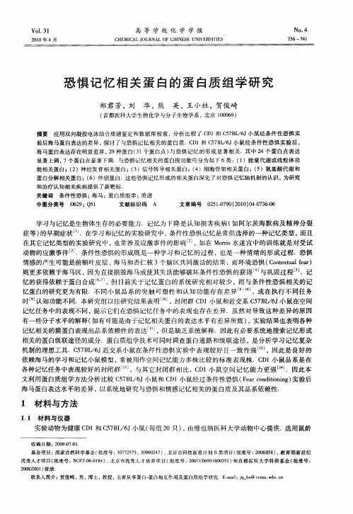 恐惧记忆相关蛋白的蛋白质组学研究