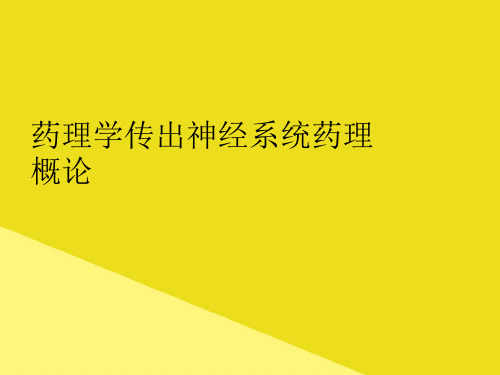 药理学传出神经系统药理概论PPT资料(正式版)