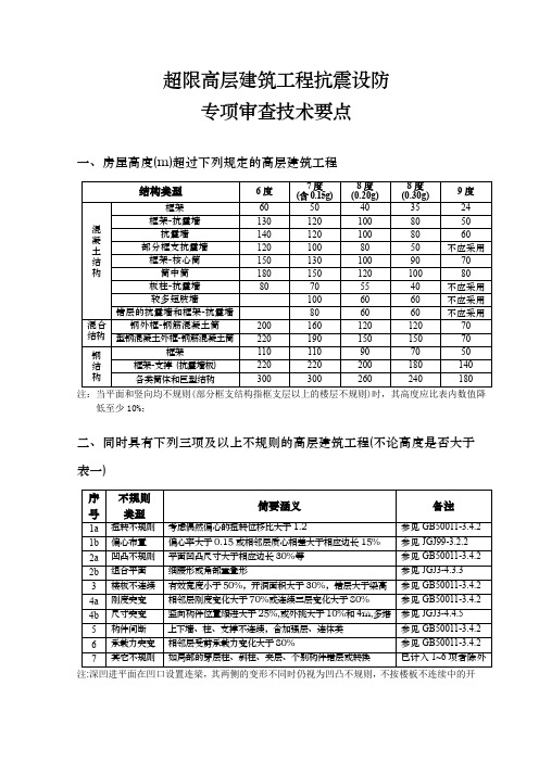 高层结构超限审查要点