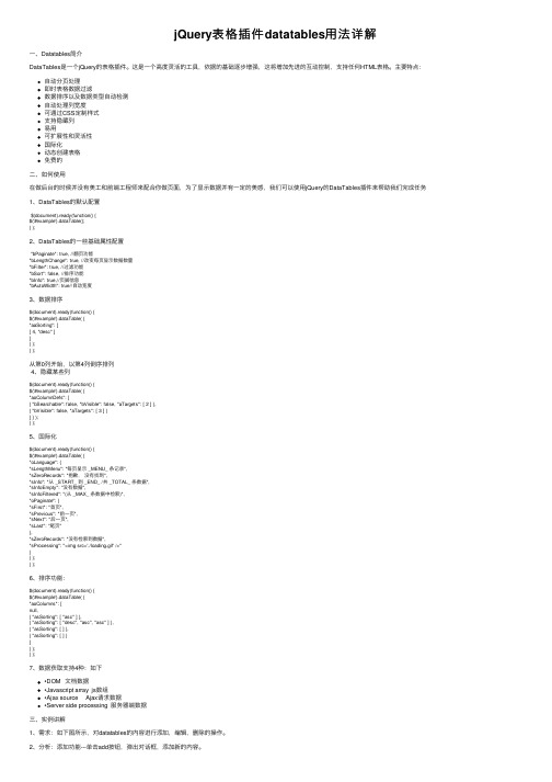 jQuery表格插件datatables用法详解