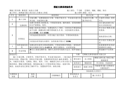 模板支撑系统验收表