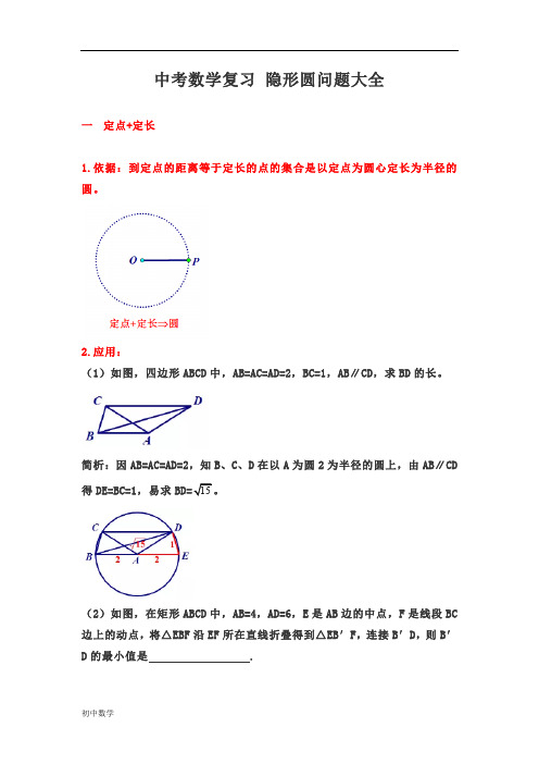 中考数学复习-隐形圆问题大全(后有专题练习无答案)