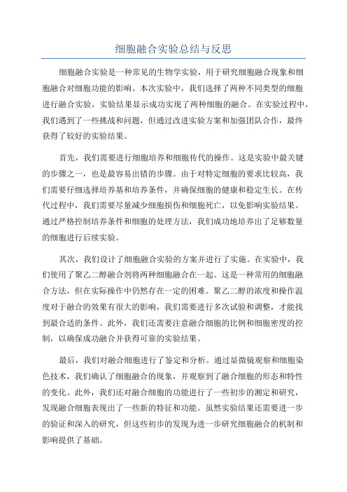 细胞融合实验总结与反思