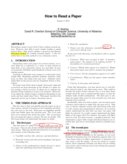 牛人解读怎样阅读paper 三步骤《How to Read a Paper》   How_to_Read_a_Paper