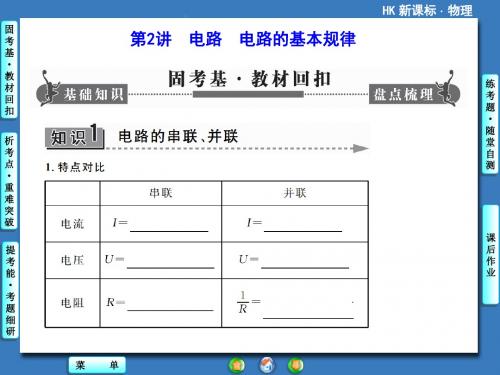 《课堂新坐标》2014届高考物理一轮复习配套课件：第七章 第2讲 电路 电路的基本规律