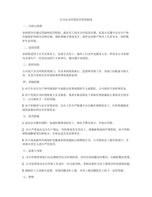 公司安全环保奖罚管理制度