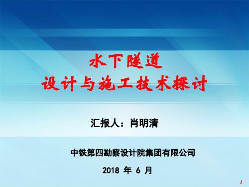 知名设计院水下隧道设计与施工技术探讨PPT