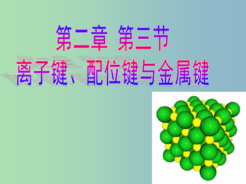 高中化学第2章化学键与分子间作用力2.3离子键配位键与金属键课件鲁科版