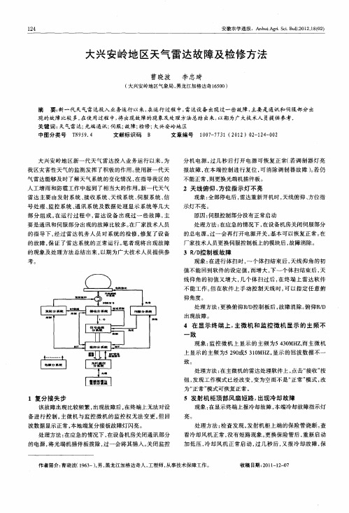 大兴安岭地区天气雷达故障及检修方法