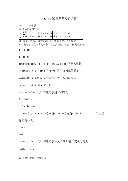 matlab练习题及答案详解附程序