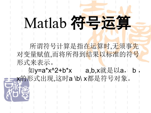 Matlab+符号运算