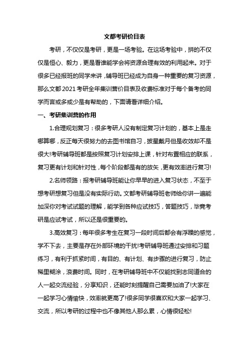 文都考研价目表