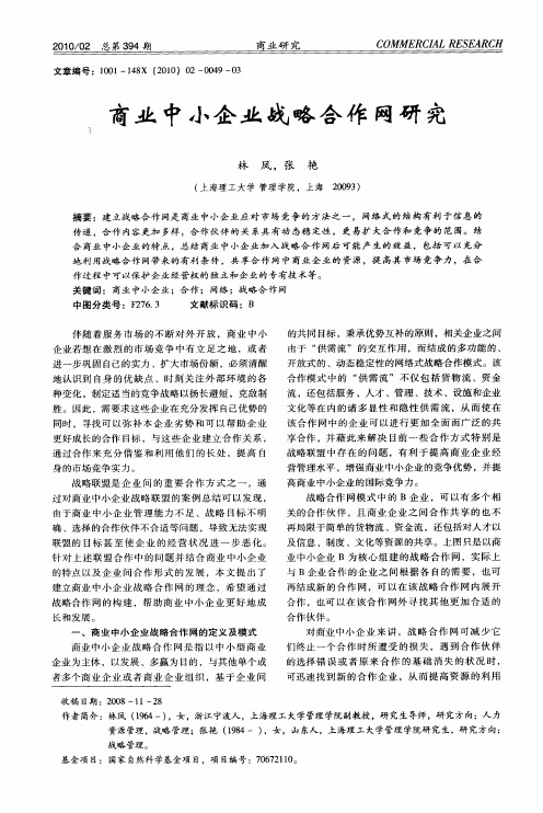商业中小企业战略合作网研究