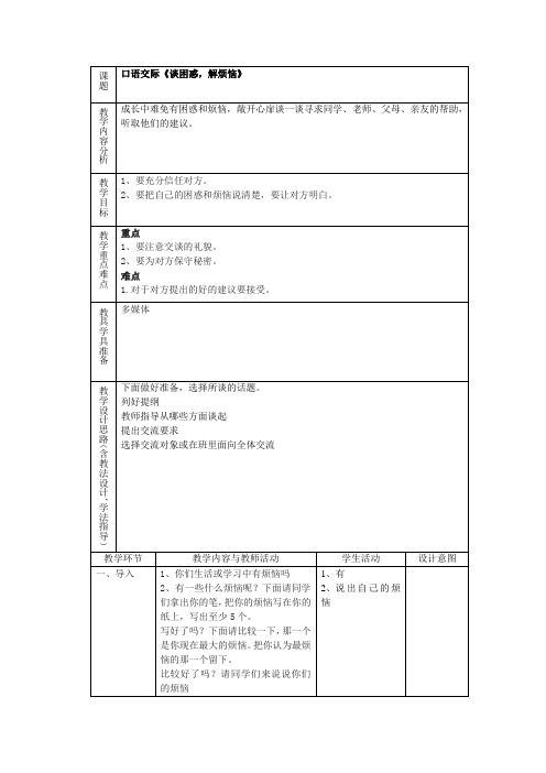 口语交际教案电子教案(九年级)