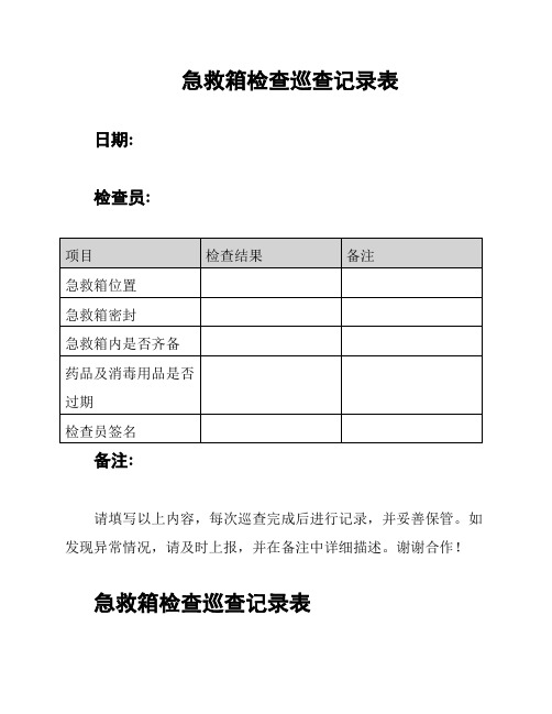 急救箱检查巡查记录表