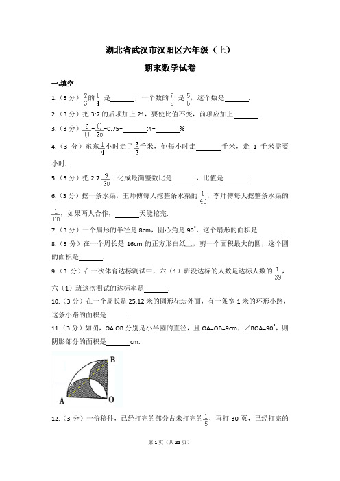 湖北省武汉市汉阳区六年级(上)期末数学试卷(含解析)