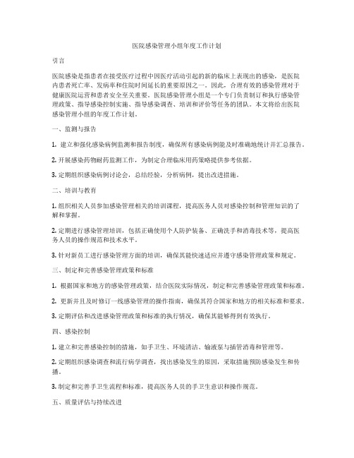 医院感染管理小组年度工作计划