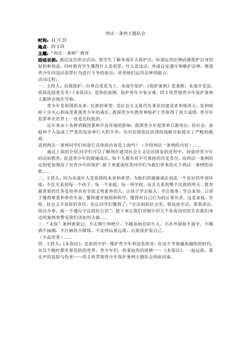两法一条例主题队会