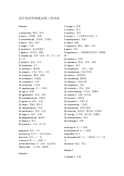 最新高中英语外研版必修三单词表